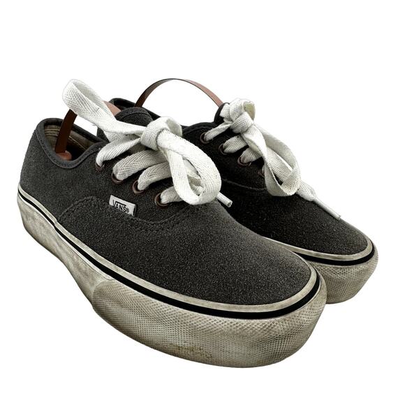 Vans Authentic Suede Platform Sneakers Lace Up Low Top Skater Gray M5 W6.5 - Picture 1 of 7